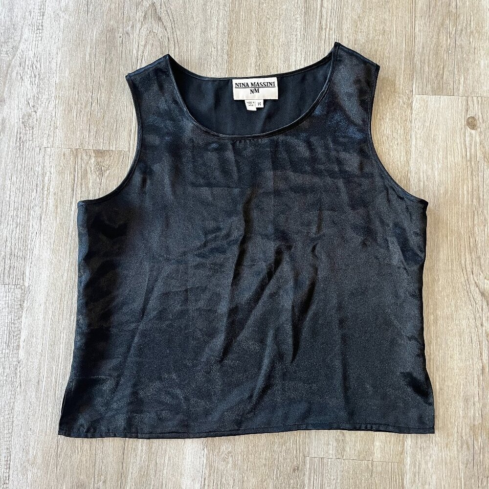 Womens Nina Massini Black Slick Tank Top - 14